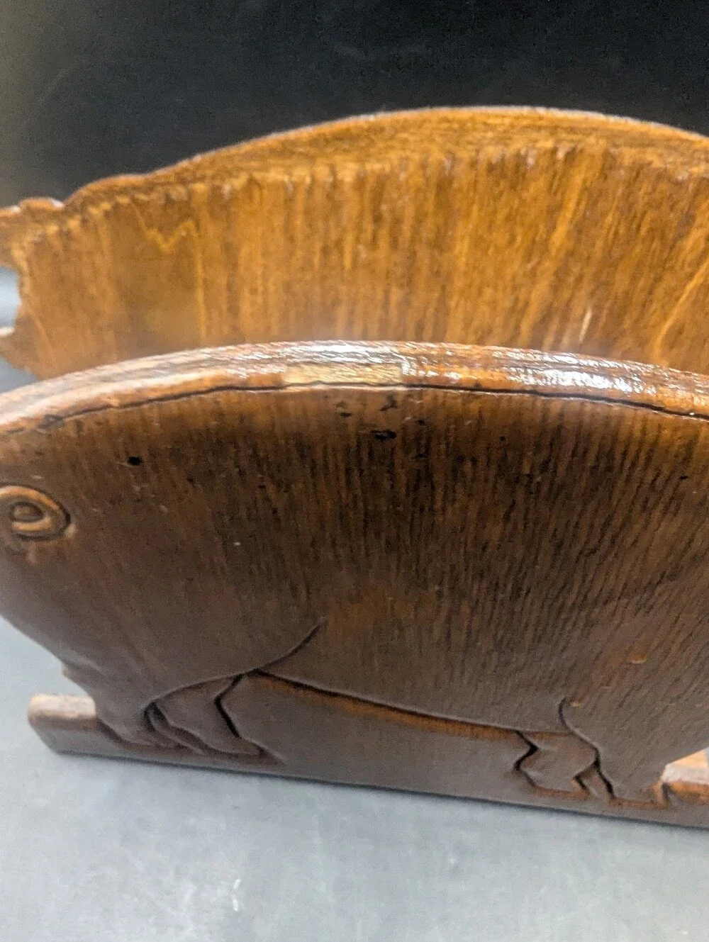 Wooden Pig Napkin Holder - Dark Brown